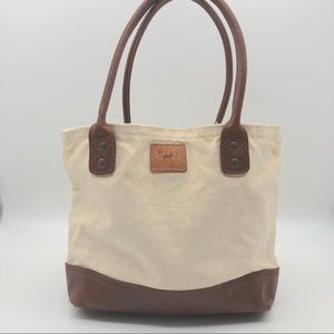 Will Leather Goods Leather Canvas Tote Bag
